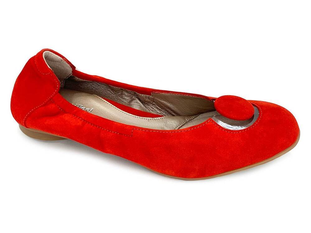 NEW BEAUTIFEEL women's mary flats in red suede